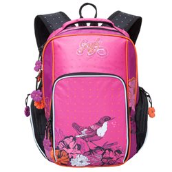 Рюкзак школьный Grizzly, цвет: черный - розовый