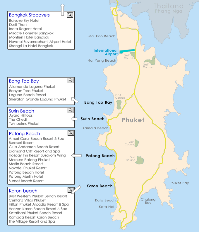 Карта пхукета с отелями и пляжами гугл