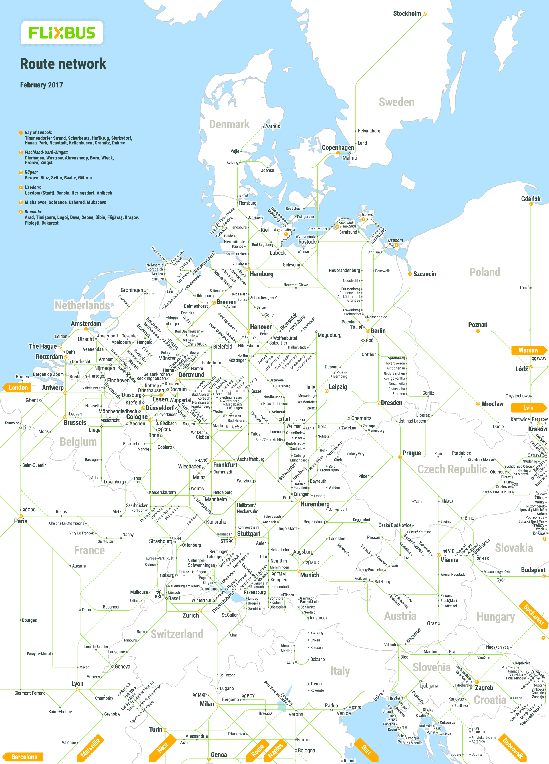 Карта маршрутов flixbus
