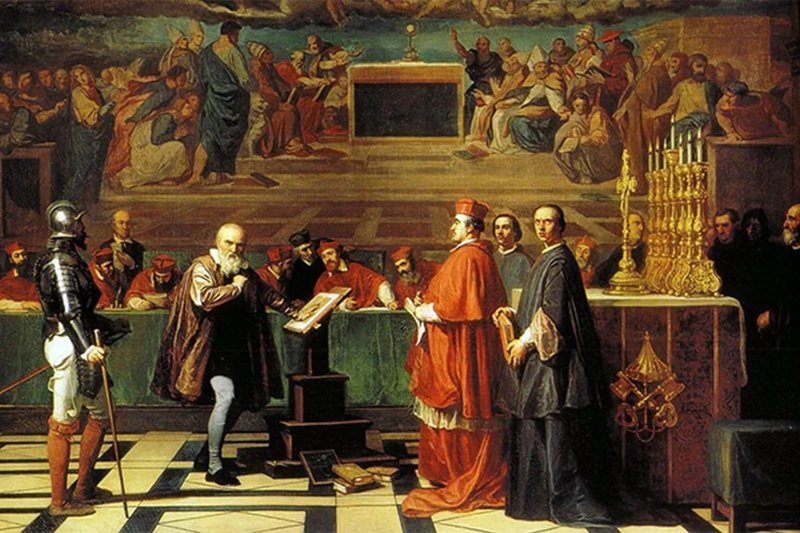 На картине Галилео Галилей перед инквизицией