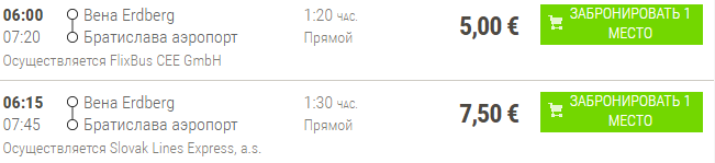 Flixbus из Аэропорт Братиславы в Вену