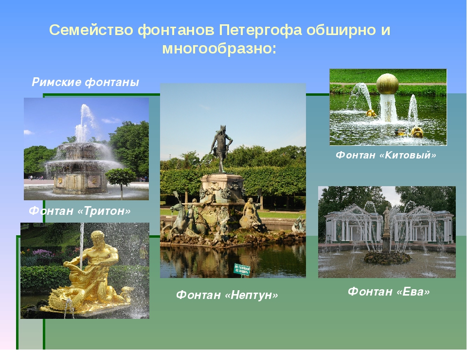 Все фонтаны петергофа названия с фото и описанием