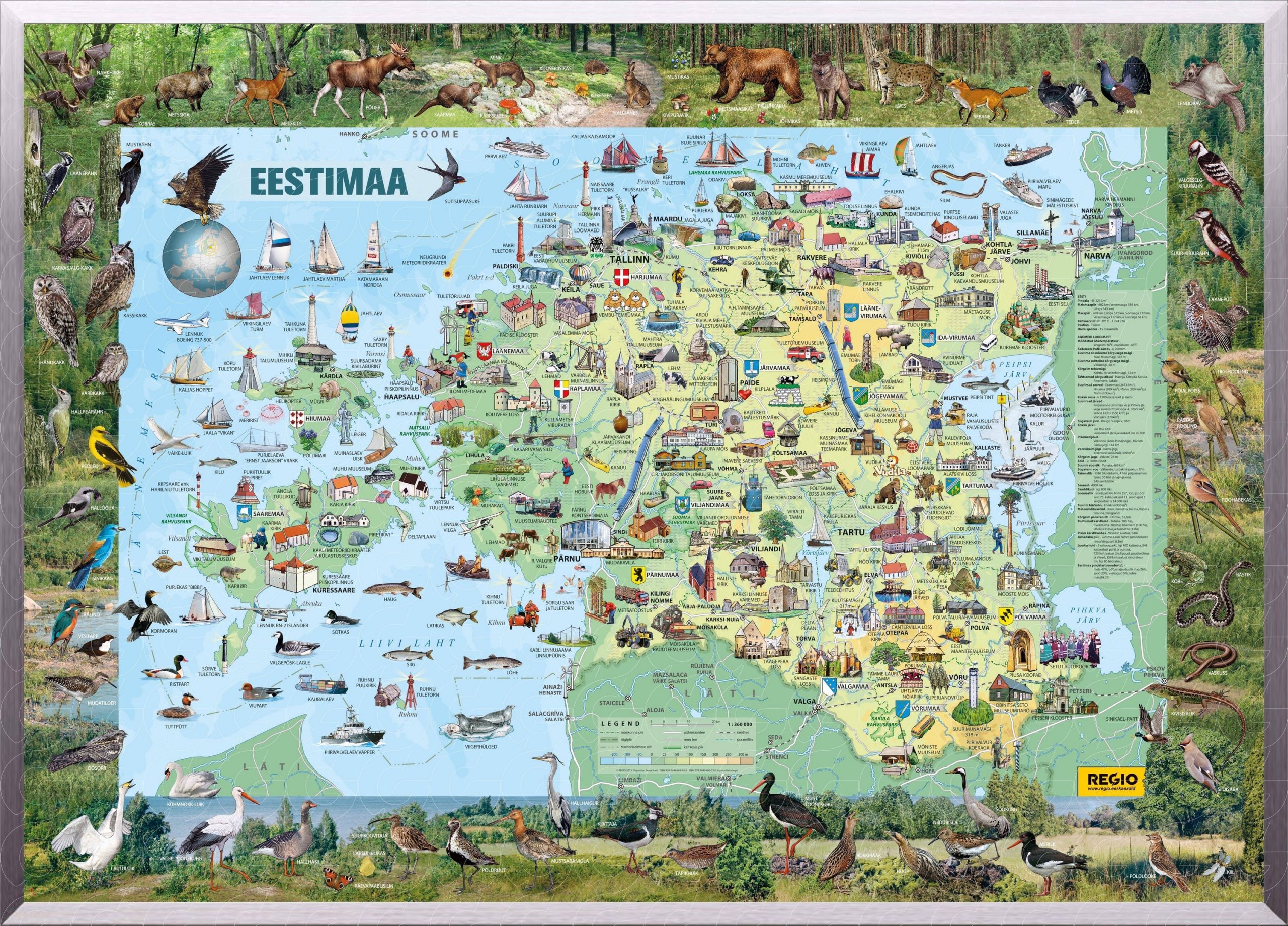 Достопримечательности Эстонии на карте