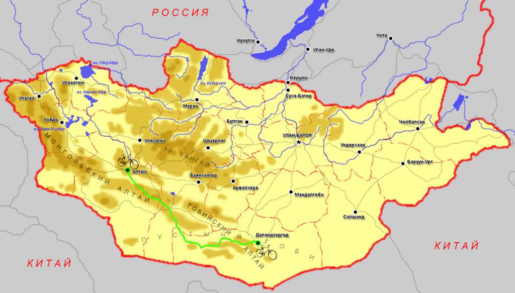 монголия на карте