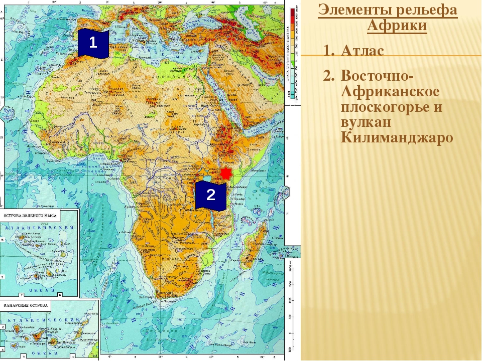 Подписать рельеф африки на контурной карте