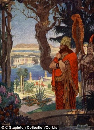 This image from the Myths of Babylonia and Assyria shows Emperor Nebuchadnezzar overlooking what is thought to be the gardens