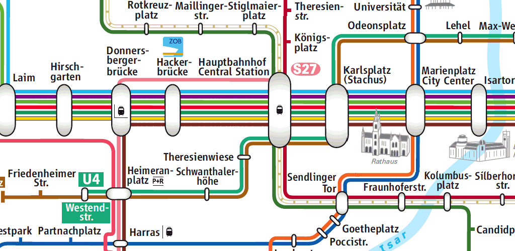 Карта метро мюнхена с зонами