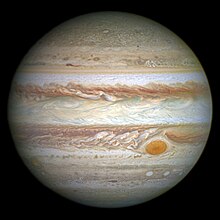 An image of Jupiter taken by the Hubble Space Telescope