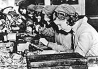 Photograph showing the production of component parts for Spitfire aircraft