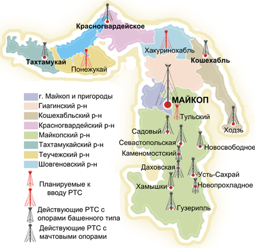 Карта адыгеи с населенными пунктами