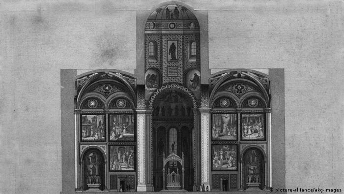 Центральный и боковые нефы Шпайерского собора. Поперечный профиль, 1855 год