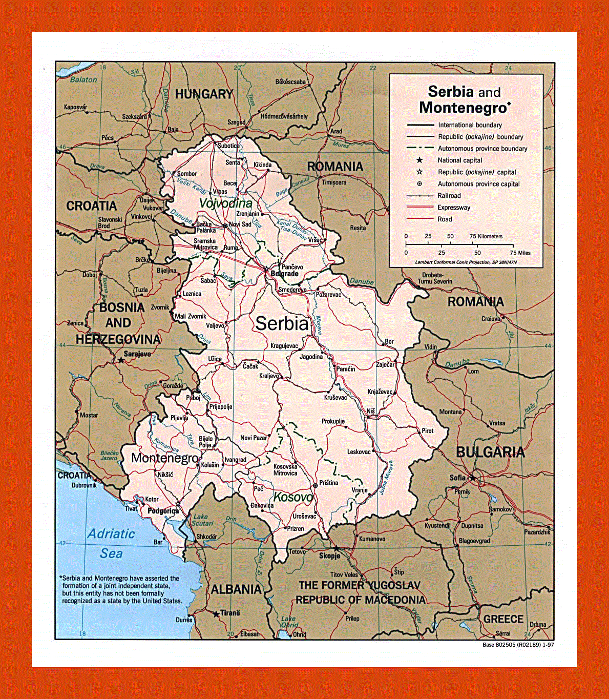 Карта сербии черногории