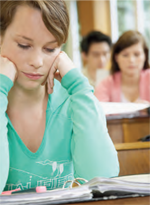 Photo of young woman studying